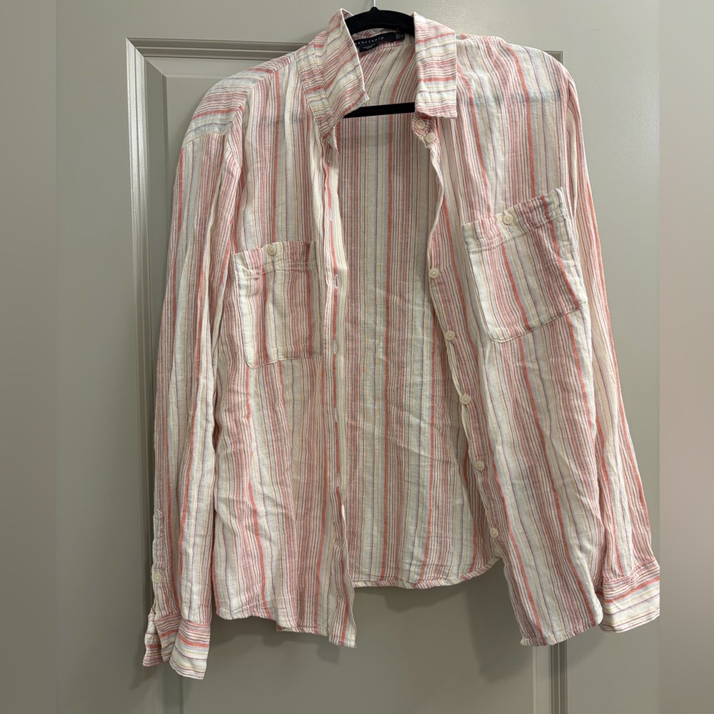 Sanctuary boyfriend linen blend shirt